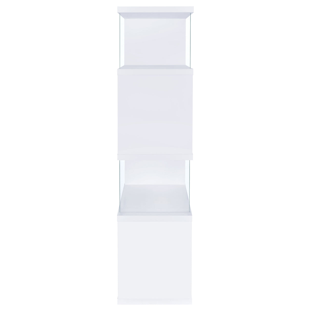 Emelle 63-Inch 4-Shelf Glass Panel Bookshelf in White