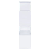 Emelle 63-Inch 4-Shelf Glass Panel Bookshelf in White