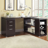 Yvette 60-Inch L-Shape Computer Desk in Cappuccino