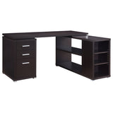 Yvette 60-Inch L-Shape Computer Desk in Cappuccino