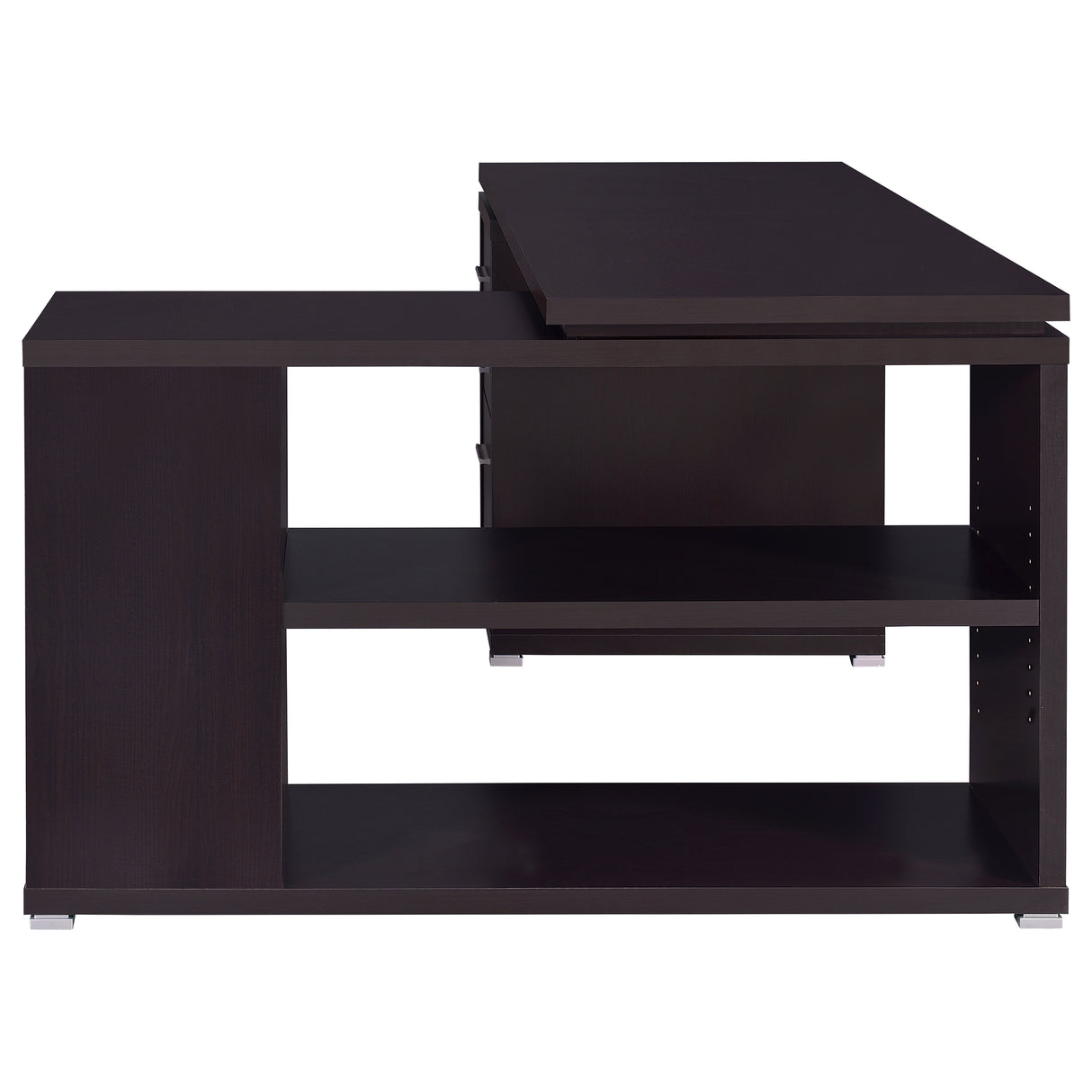 Yvette 60-Inch L-Shape Computer Desk in Cappuccino