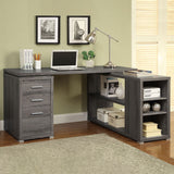 Yvette 60-Inch L-Shape Computer Desk, Weathered Grey