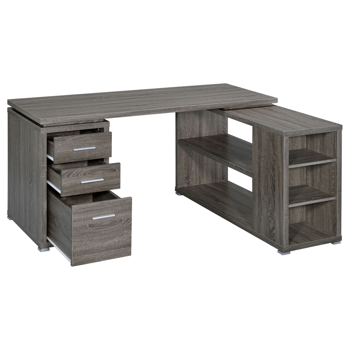 Yvette 60-Inch L-Shape Computer Desk, Weathered Grey