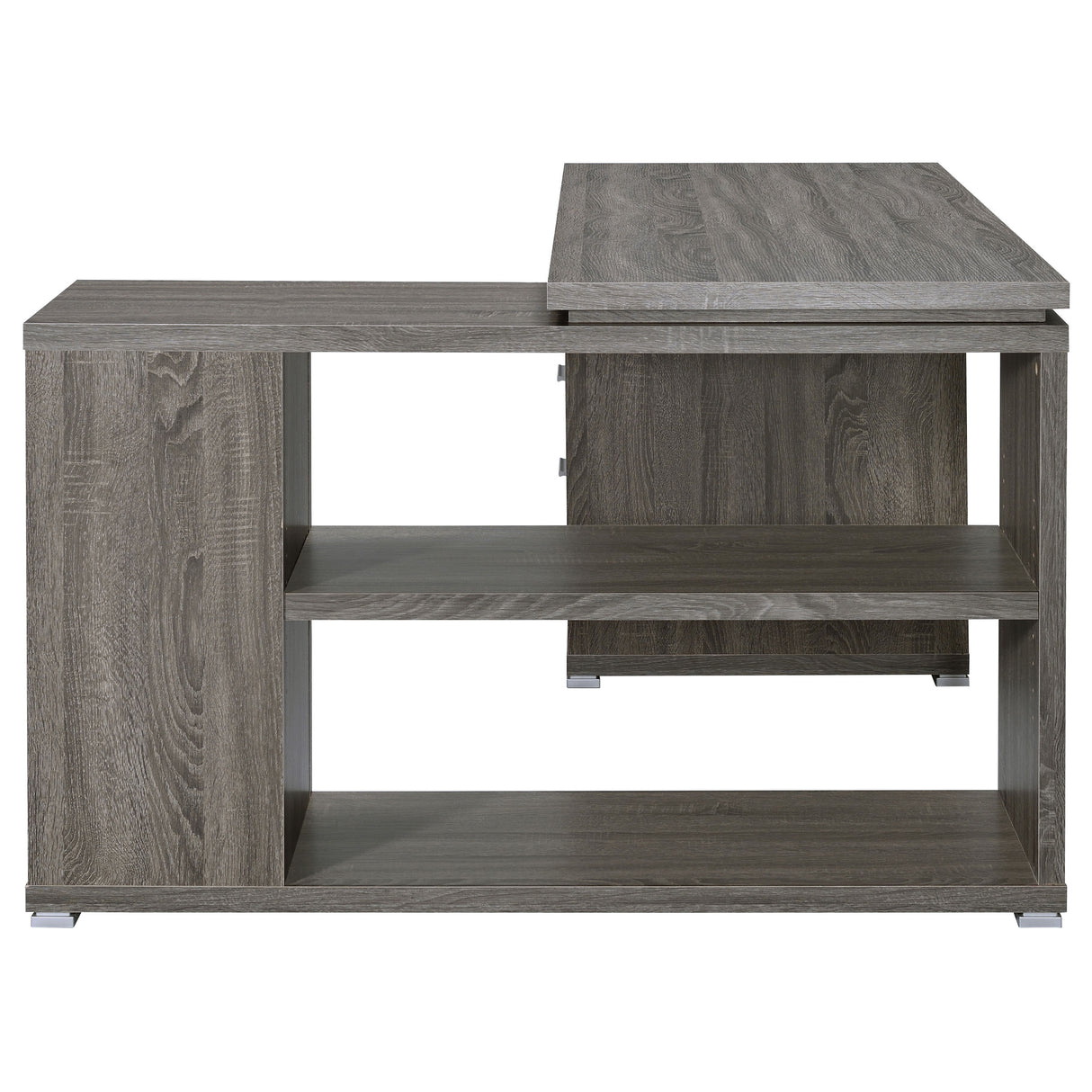 Yvette 60-Inch L-Shape Computer Desk, Weathered Grey