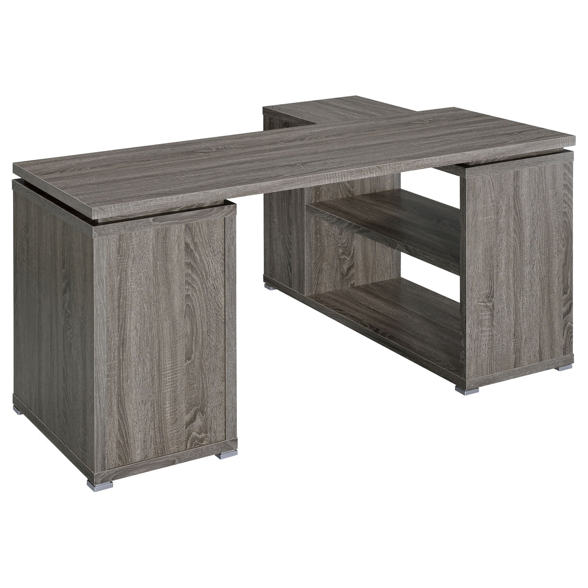 Yvette 60-Inch L-Shape Computer Desk, Weathered Grey
