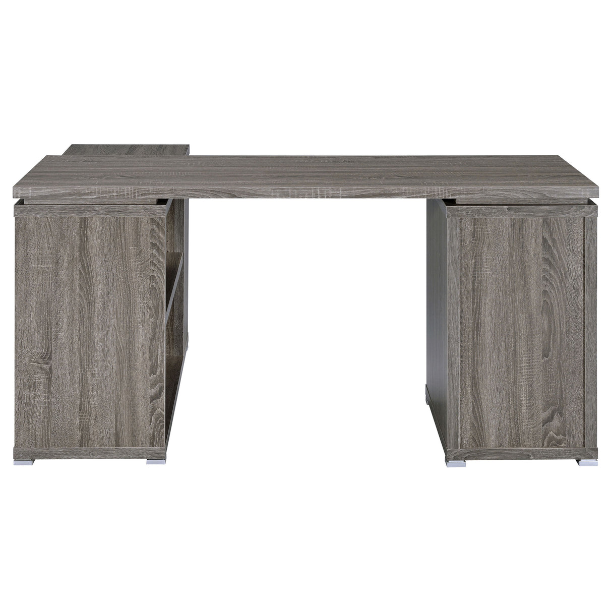 Yvette 60-Inch L-Shape Computer Desk, Weathered Grey