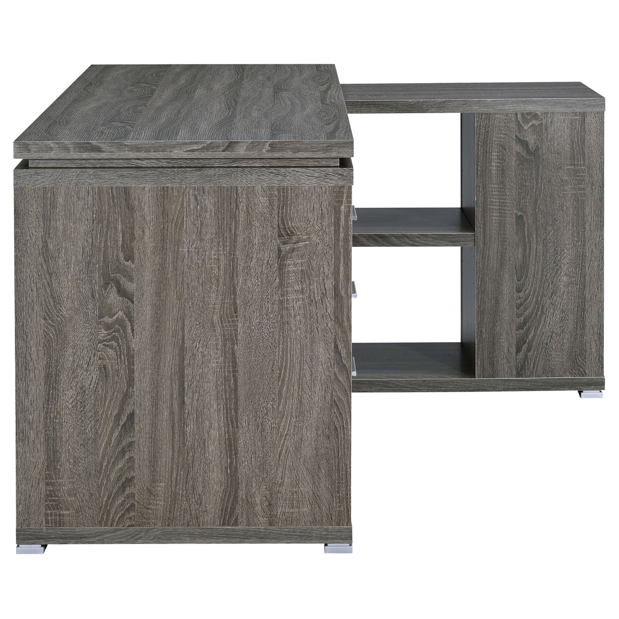 Yvette 60-Inch L-Shape Computer Desk, Weathered Grey