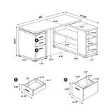 Yvette 60-Inch L-Shape Computer Desk, Weathered Grey