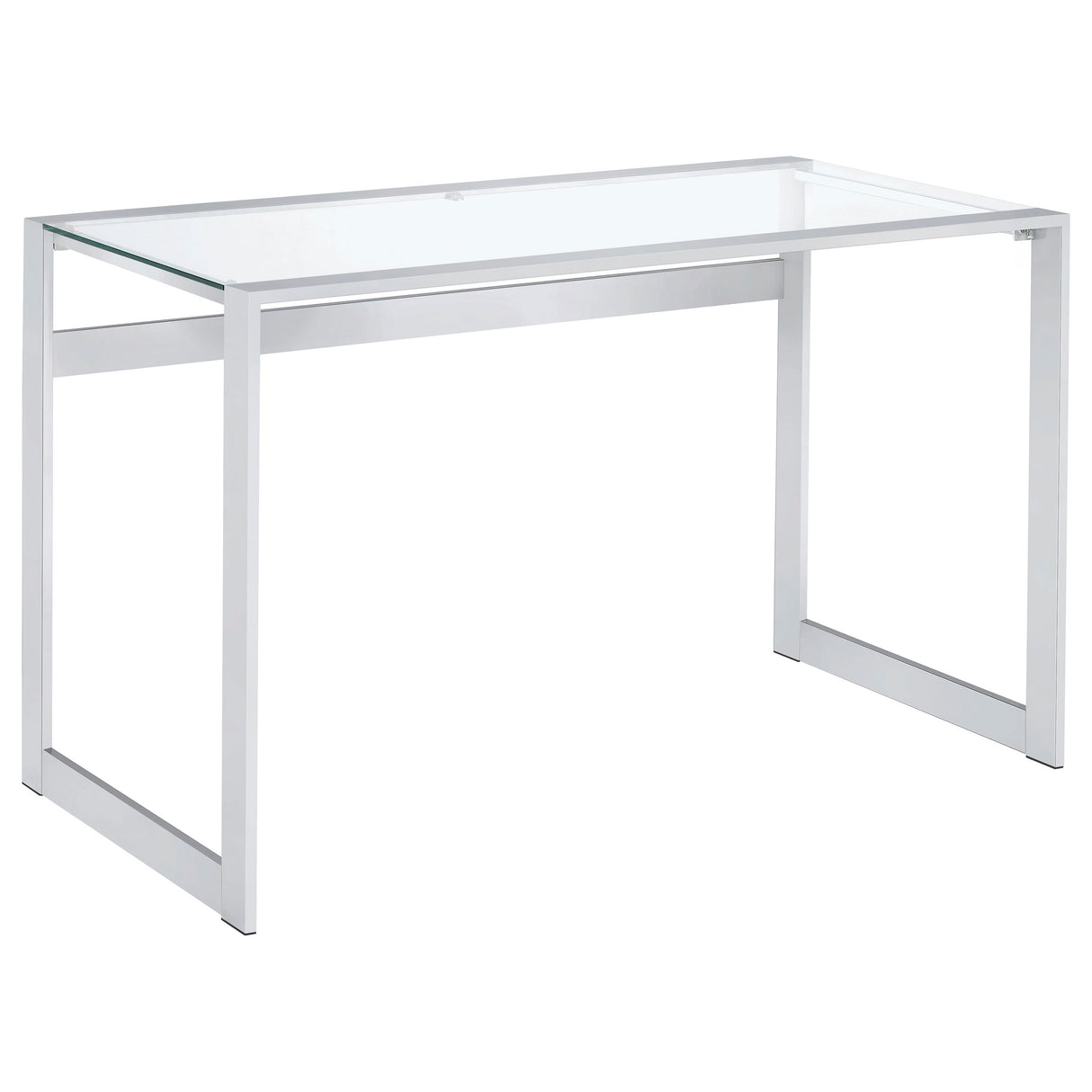 Hartford 47-Inch Glass Top Writing Desk Chrome