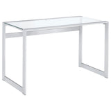 Hartford 47-Inch Glass Top Writing Desk Chrome