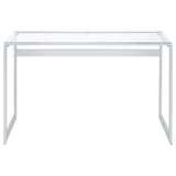 Hartford 47-Inch Glass Top Writing Desk Chrome