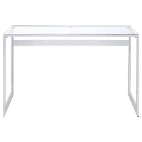 Hartford 47-Inch Glass Top Writing Desk Chrome