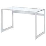 Hartford 47-Inch Glass Top Writing Desk Chrome