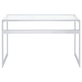 Hartford 47-Inch Glass Top Writing Desk Chrome