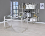 Hartford 47-Inch Glass Top Writing Desk Chrome