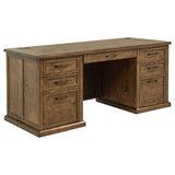 Altidore 68-Inch 7-Drawer Executive Desk in Distressed Brown