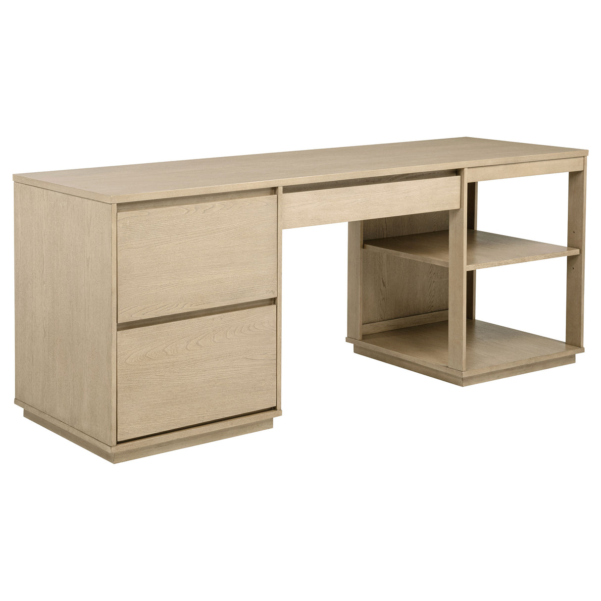 Harkes 75-Inch Computer Desk with Drawers, Light Elm