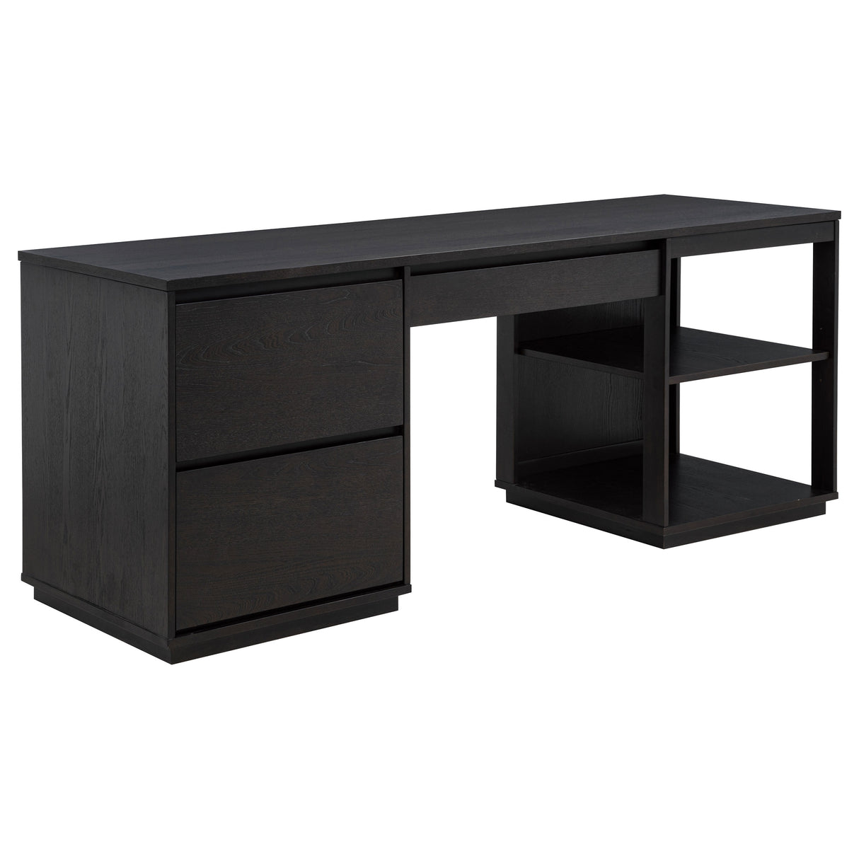 Harkes 75" 3-Drawer Computer Desk with Adjustable Shelf, Coffee Bean