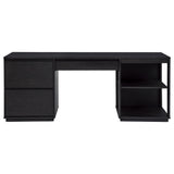 Harkes 75" 3-Drawer Computer Desk with Adjustable Shelf, Coffee Bean