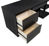 Harkes 75" 3-Drawer Computer Desk with Adjustable Shelf, Coffee Bean