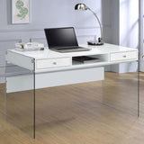 Dobrev 48-Inch 2-Drawer Writing Desk in White High Gloss