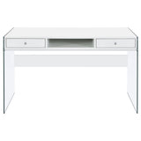 Dobrev 48-Inch 2-Drawer Writing Desk in White High Gloss