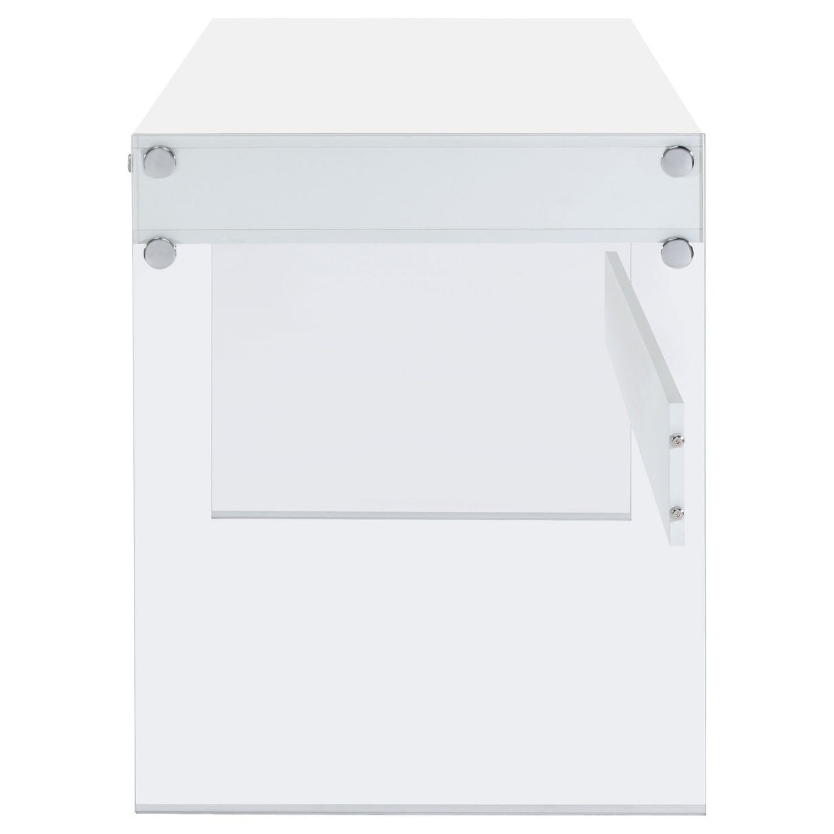 Dobrev 48-Inch 2-Drawer Writing Desk in White High Gloss