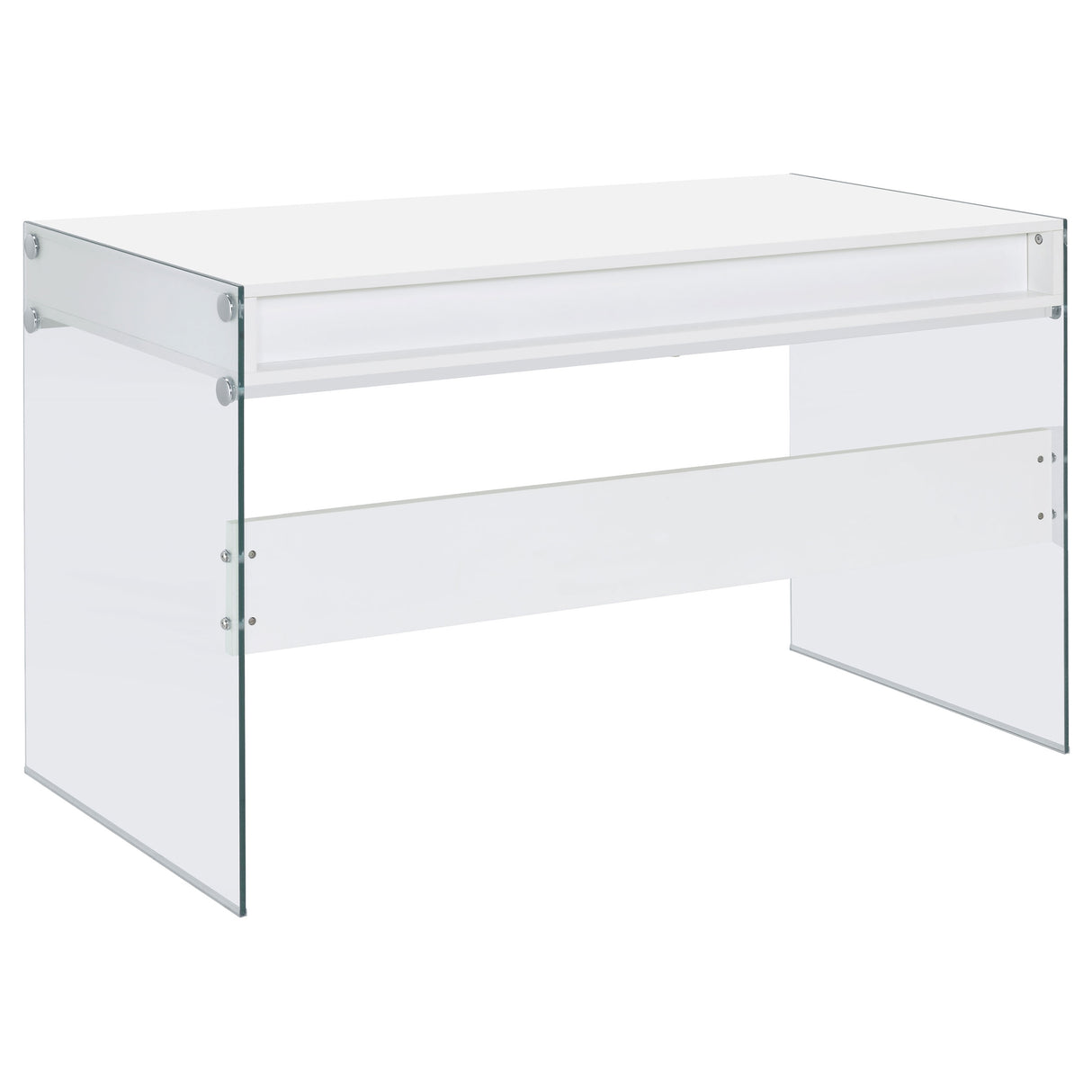 Dobrev 48-Inch 2-Drawer Writing Desk in White High Gloss