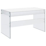 Dobrev 48-Inch 2-Drawer Writing Desk in White High Gloss