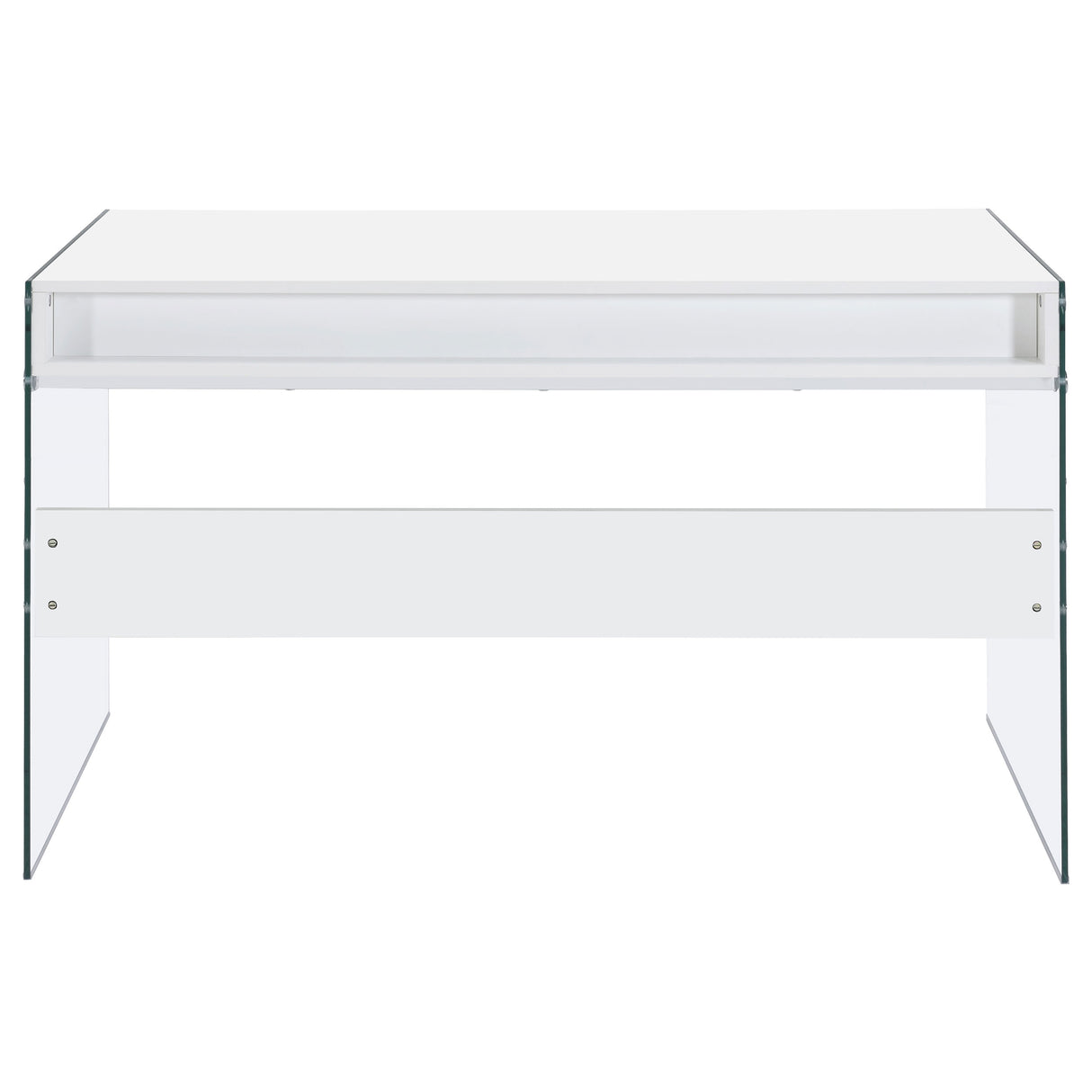 Dobrev 48-Inch 2-Drawer Writing Desk in White High Gloss