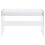 Dobrev 48-Inch 2-Drawer Writing Desk in White High Gloss