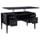 Graham 54-Inch Black Lift Top Computer Desk with 4 Drawers