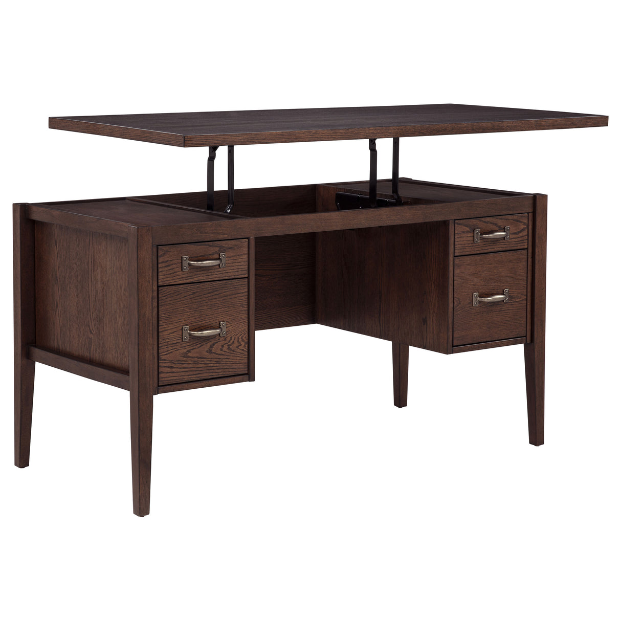 Graham 54" Lift Top Computer Desk with 4 Drawers, Chocolate