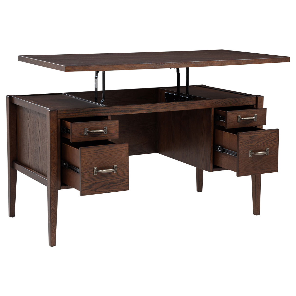 Graham 54" Lift Top Computer Desk with 4 Drawers, Chocolate