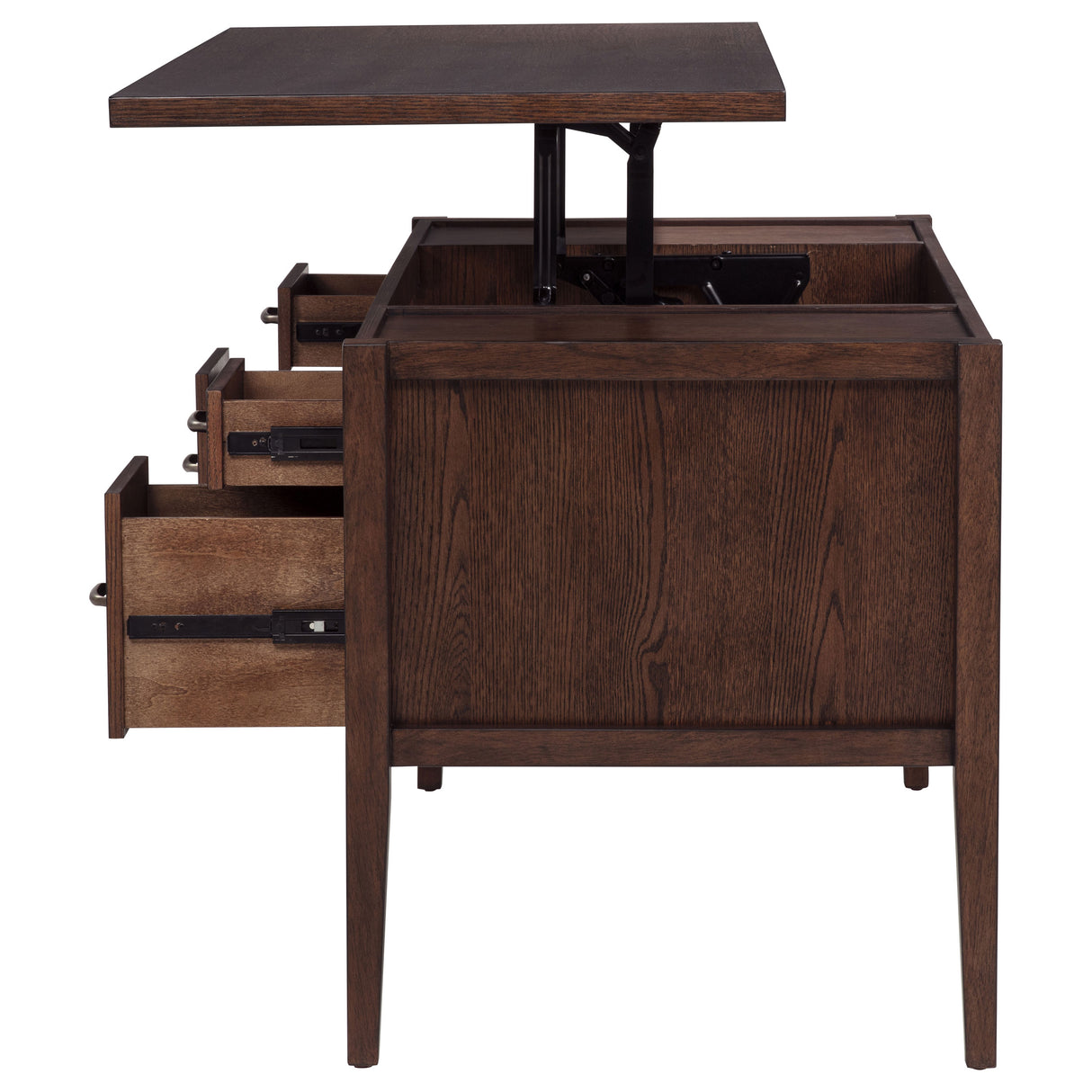 Graham 54" Lift Top Computer Desk with 4 Drawers, Chocolate