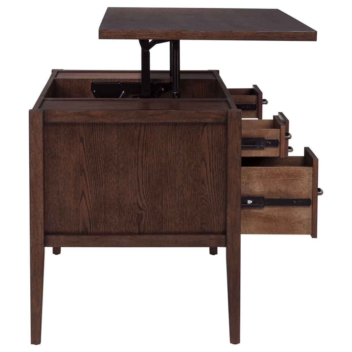 Graham 54" Lift Top Computer Desk with 4 Drawers, Chocolate