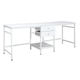 White High Gloss Writing Desk with Four Hooks