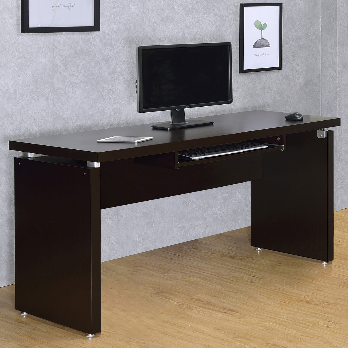 Skylar 55-Inch Computer Desk with Keyboard Drawer, Cappuccino