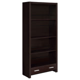 Skylar 71-Inch 5-Shelf Bookcase with Drawer, Cappuccino