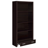 Skylar 71-Inch 5-Shelf Bookcase with Drawer, Cappuccino