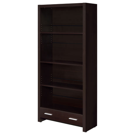 Skylar 71-Inch 5-Shelf Bookcase with Drawer, Cappuccino
