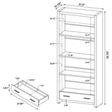 Skylar 71-Inch 5-Shelf Bookcase with Drawer, Cappuccino