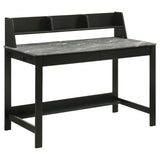 Besler 47-Inch Writing Desk with Shelf - Grey Stone and Black