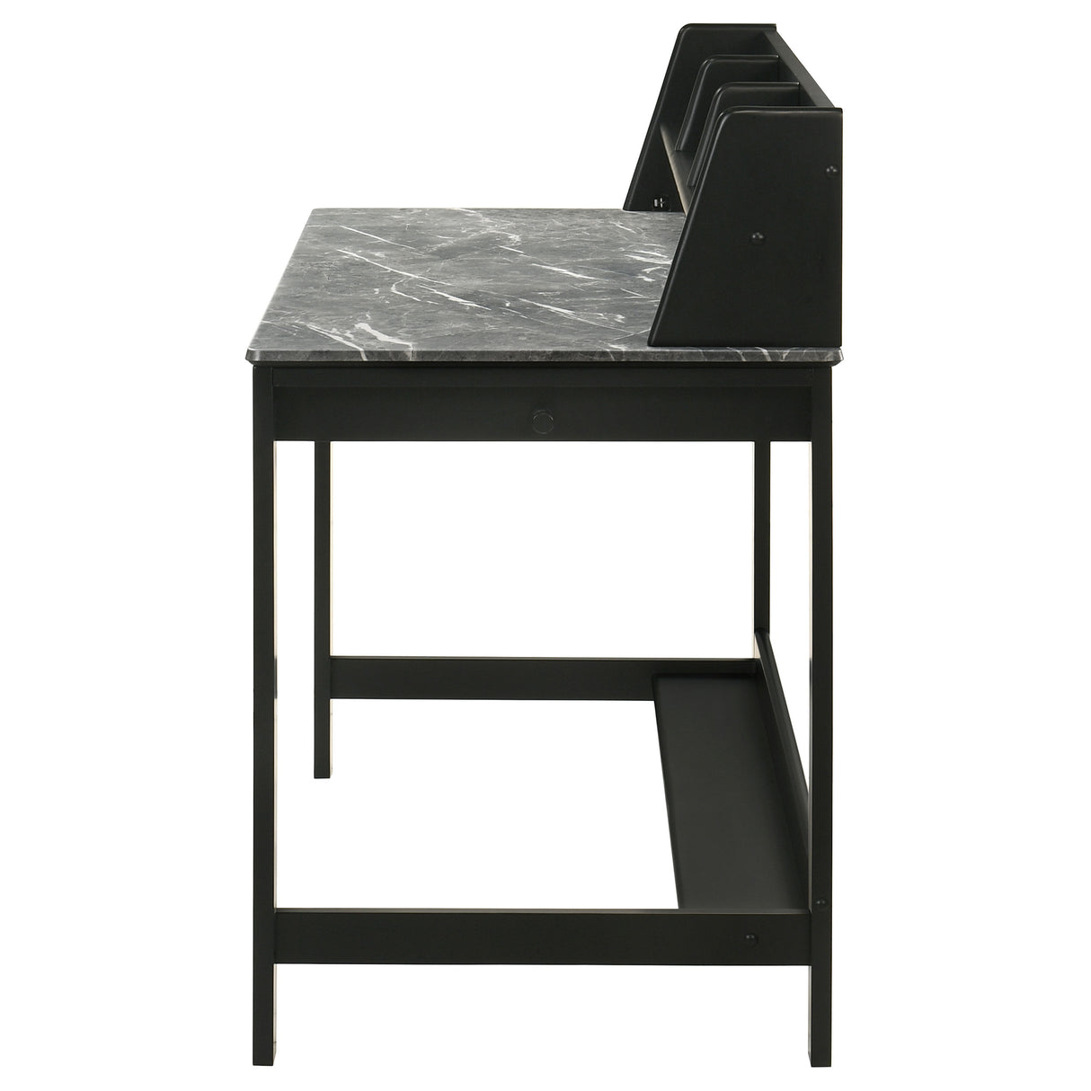 Besler 47-Inch Writing Desk with Shelf - Grey Stone and Black