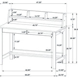 Besler 47-Inch Writing Desk with Shelf - Grey Stone and Black
