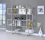 Elmer 63-Inch 5-Shelf Bookshelf in Clear Glass and Chrome