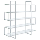 Elmer 63-Inch 5-Shelf Bookshelf in Clear Glass and Chrome