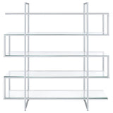 Elmer 63-Inch 5-Shelf Bookshelf in Clear Glass and Chrome