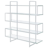 Elmer 63-Inch 5-Shelf Bookshelf in Clear Glass and Chrome