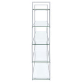 Elmer 63-Inch 5-Shelf Bookshelf in Clear Glass and Chrome